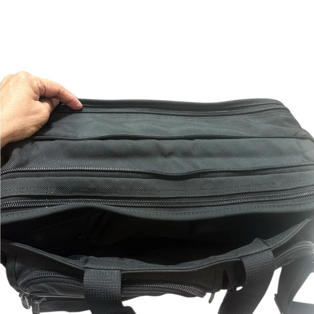 TUMI Alpha Expandable Briefcase Ballistic Nylon Laptop Messenger Bag Black